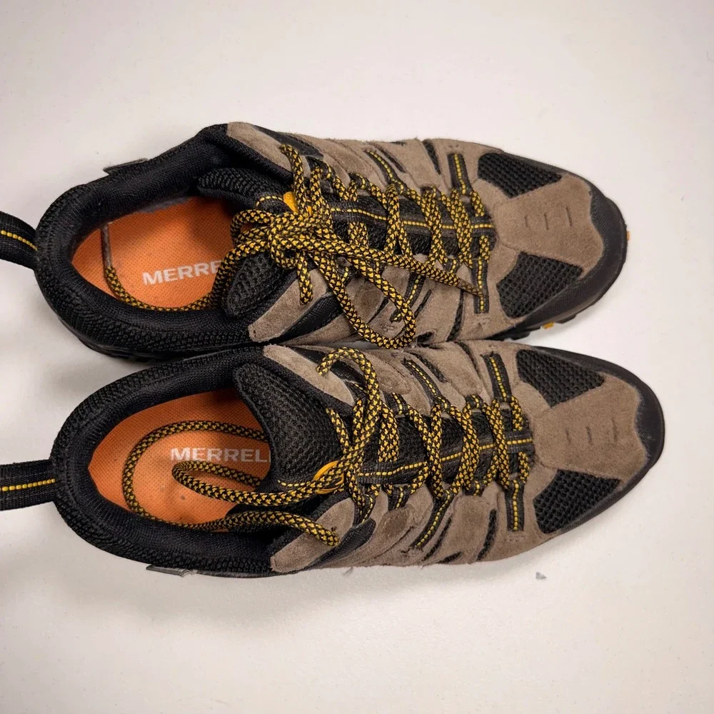 Merrell Mens Boulder Old Gold Hiking Shoes Waterproof Trail Sneakers Size 8.5